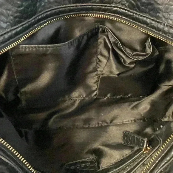 Black Bebe Shoulder Handbag with Silver Hardware Textured Crocodile Purse - Picture 12 of 14